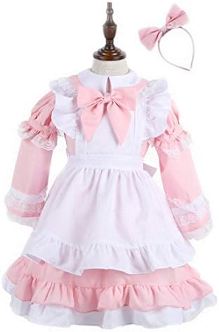 CHECKIN Kids' Halloween French Apron Maid Fancy Dress Costume Maid Uniform for Little Girls