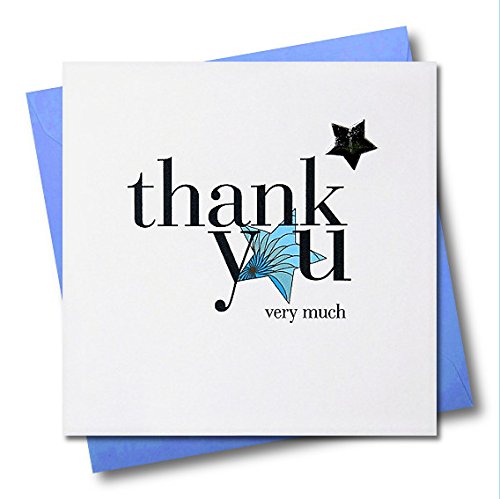 Claire Giles Greeting Cards, Thank You Card, Blue Star, Thank You Very Much, Embellished with a Padded Star