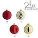 Valery Madelyn 24ct 80mm Luxury Red Gold Shatterproof Christmas Ball Ornaments Decoration,Themed with Tree Skirt(Not Included)