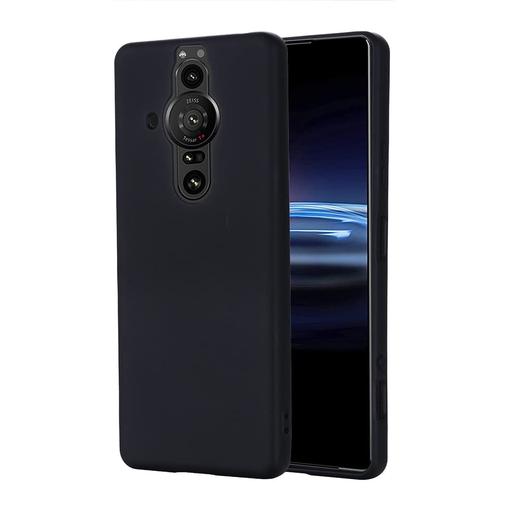 BRAND SET Case for Sony Xperia Pro-I Liquide Silicone Phone Case, with Microfiber Cloth Lining Cushion Soft Touch Protective Cover for Sony Xperia Pro-I-Black