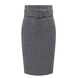 Caracilia Petite High Waisted Classic Belted Knee Length Wear To Work Pencil Skirt