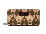 Bungalow360 Womens Canvas Large Zip-Around Wallet (Pig)