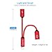 Gogooda Headphone Adapter 2 in 1 Lightning Adapter Splitter Lightning Headphone Jack Adapter Compatible for iPhone X/ iPhone 8/ 8 Plus/ iPhone 7 /7 Plus(Red)