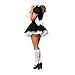 Ciel Infini Women's French Maid Costume Sexy Satin Layered Halloween Fancy Dress,Black,Tag XL=US M