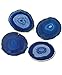 AMOYSTONE Natural Stone Coasters Set of 4 Blue Agate Crystal Coasters 3-3.5
