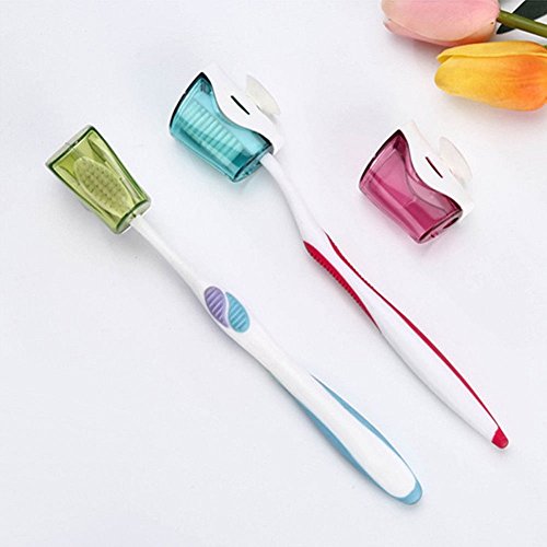 ISKYBOB Set of 6 Wall Mount Toothbrush Holder, Travel Antibacterial Toothbrush Cover with Suction Cup