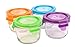 Wean Bowls Glass Food Storage Garden Pack - Pack of 4 x 5.4 oz Round containers Blue, Orange, Green, Grape