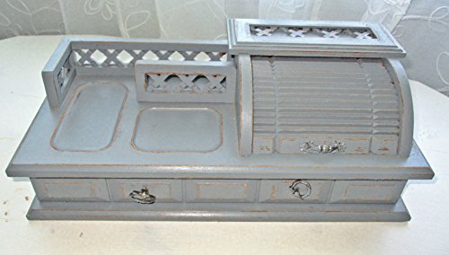 Dresser Valet, Wooden Valet, Vintage Upcyclced, Unisex Gifts in Grey/Gray, Tambourine Door, Desk Organizer, Jewelry Holder, Office Decor, Vanity Valet, Jewewlry Holder,