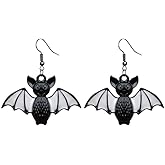 coadipress Halloween Black Vampire Bat Earrings for Women Gothic Vampire Demon Black Bat Earrings Punk Horror Inverted Bat Animal Hanging Hook Dangle Drop Earrings