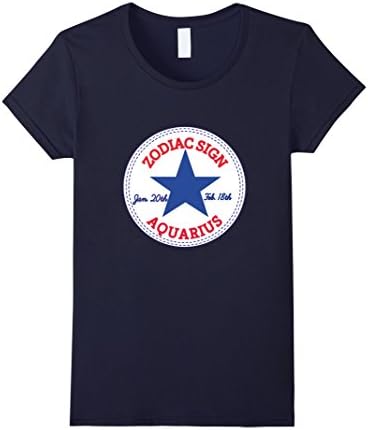 Women's ZODIAC SIGN AQUARIUS T-Shirt Large Navy