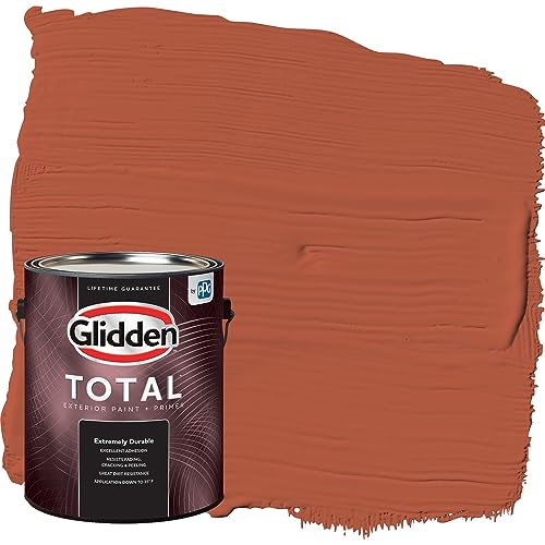 Glidden Total Exterior Paint & Primer All-in-One, Glowing Firelight/Orange, Sem…