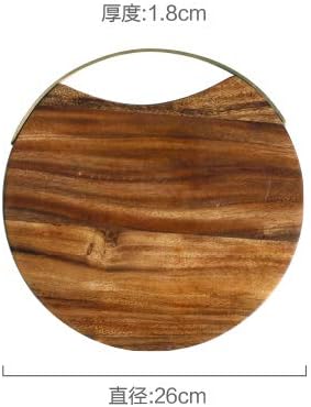 Wooden Plate Metal Handle Chopping Board, Fruit Cutting Vegetables, Sushi Tray,A