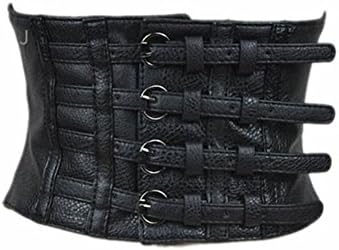 AOMAOY Black Womens Leather Stretchy Wide Waistband Corset Waist Fashion Belt