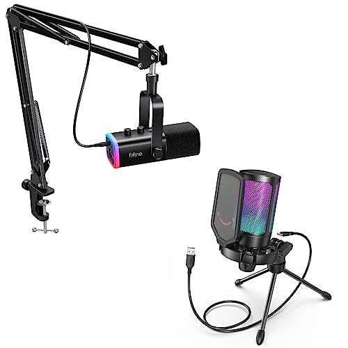 FIFINE XLR/USB Gaming Microphone Set and USB Microphone,Dynamic PC