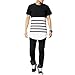 OLRIK Mens Hipster Hip Hop Basic Longline Crewneck Black And White Stripes T-shirt