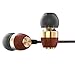 X-Best Customed Wood in-Ear Earphones with Microphone, Premium High Definition Dynamic Crystal Sound，Stereo Bass Earbuds, Noise Isolating Headphone with Volume Control for iOS Android Devices