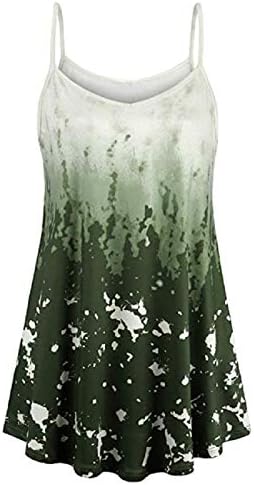 Reokoou Women's Casual V-Neck Tie-Dyed Camisole Top T-Shirt