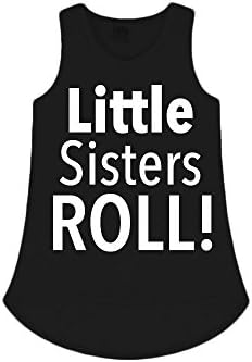 Trendy Girls Clothing Little Sisters Roll Curved Bottom Black Tank Cotton Tops 2T-3T Size - Proudly Made in USA by Mia Belle Baby