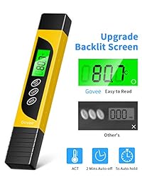 Govee   Medidor de TDS 3 en 1 con pantalla retroiluminada, TDS, EC y temperatura entre 0 9999 ppm, probador de agua portátil con ATC para agua potable, acuarios, kit de prueba de agua