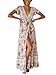 TEMOFON Womens Boho Wrap Dresses: Casual V-Neck Short Sleeve Women Summer Dress Beach Bohemian Floral Maxi Midi Size S Beige