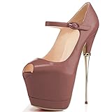 YDN Women Peep Toe Shoes Sky High Heels with Platform Pumps Ankle Strappy Stiletto full size