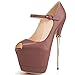 YDN Women Peep Toe Shoes Sky High Heels with Platform Pumps Ankle Strappy Stiletto full size