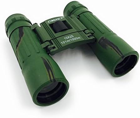 Real Binoculars for Kids Camouflage Army with rubber casing. Binoculars green, sturdy with High Power Magnification 10x25 zoom.