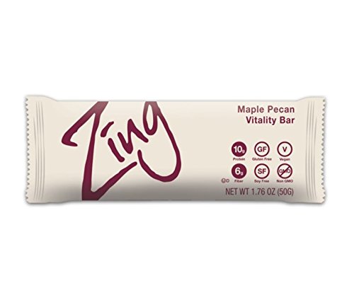 Zing Nutrition Bar, Maple Pecan, (Pack of 12), Non-GMO Snack Bar for Optimum Energy, Gluten & Soy Free, Plant-Based Protein