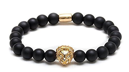 Zenger gold plated lion headed beaded bracelet