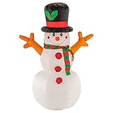 TCP Global Christmas Masters 5 Foot Inflatable Snowman with Top Hat and Scarf LED Lights Indoor Outdoor Yard Lawn Decoration - Fork Tree Branch Hands - Cute Fun Xmas Holiday Blow Up Party Display