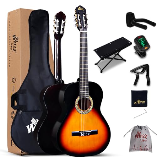 Winzz 4/4 Größe Einsteiger Klassikgitarre Sunburst