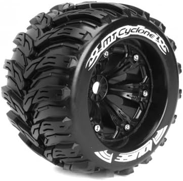Louise RC #L-T3220BH Louise 1/8 MT-Cyclone Traxxas Style Bead 3.8 Monster Truck Sport Compound / Black Rim / 1/2 Offset Front &amp; Rear for Traxxas E-Revo