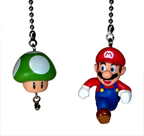 Mario Bros Ceiling Fan Pull Set by Wooden Androyd Studio (Mario & Mushroom)