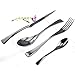 Kaya KAYA-1 Delicate Stainless Steel Flatware Cutlery Set with Mirror Finish Including Fork Spoons Knife Four Piece Tableware Dinner Set (black pearl)