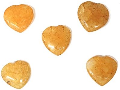 FIVE (5) Gem Stone Hearts- Heart Shaped Gem Stones - Rock Paradise Exclusive COA - AM18B2 - AM18B3 (Yellow Aventurine )