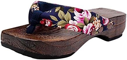 Hunzed Women【Printed Flip Flops】 Woman’s Japanese Traditional Clogs Geta Sandals