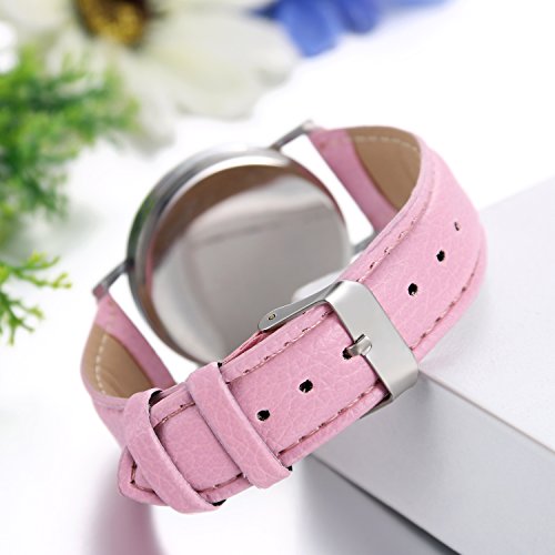 JewelryWe Unisex Female Women Ladies Girls"I'm Late, Whatever" Love Gift Leather Strap Watches Quartz Wrist Watch