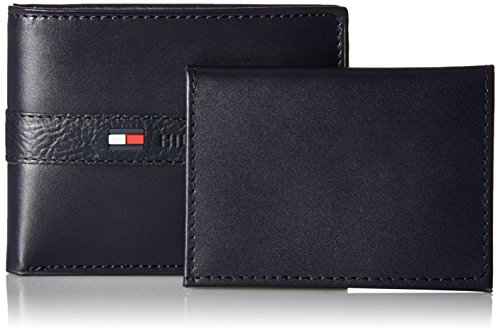 Tommy Hilfiger Men's Ranger Leather Passcase Wallet with Removable Card Holder,Navy,One Size