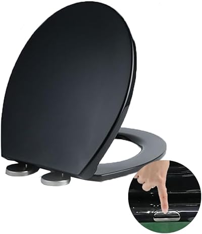 Vivo Technologies Soft Close Toilet Seat Universal Fit Black O Shape