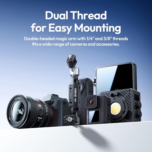ULANZI TB15 Suction Cup Camera Mount, Heavy Duty Car Suction Camera Mount Magic Arm with 360° Rotation, 1/4" & 3/8" Thread Compatible with DJI OSMO Pocket 3/OSMO 360/Insta 360 x5 DSLR Car Boat Wall