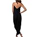 E.JAN1ST Women's Spaghetti Strap Jumpsuit V Neckline Loose Harem One Piece Romper, Black, L