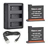 Newmowa Replacement Battery (2-Pack) and Rapid 3-Channel Charger for DJI OSMO Action Camera