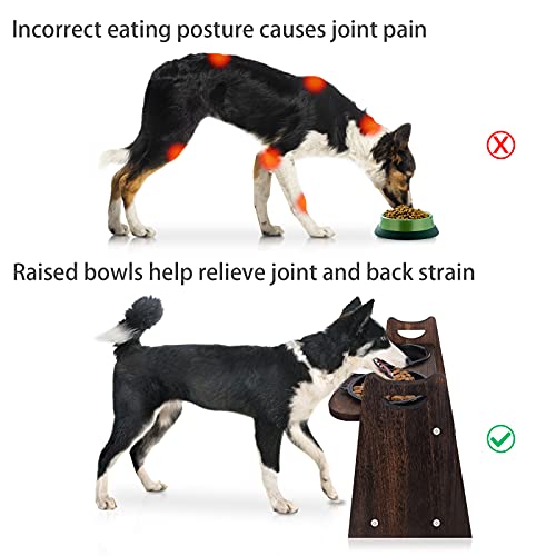 DiroPet Raised Dog Bowls, 3 Adjusted Heights Elevated Dog Bowls for
