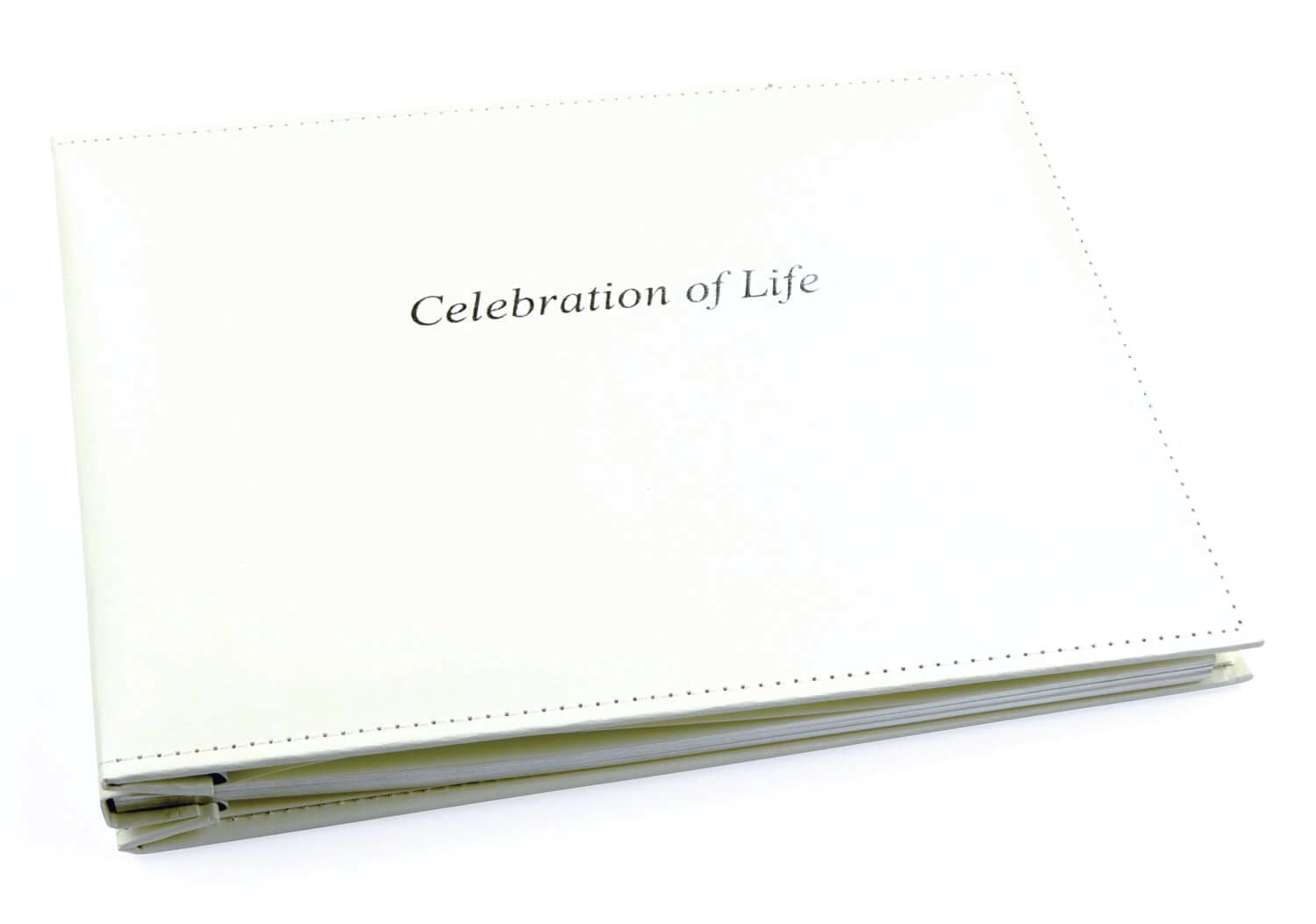 Celebration of Life Condolence Book - 50 Loose Leaf Pages Silver Gilt Edges & Storage Box - Hardcover Memorial Guest Book & Keepsake Pocket for Condolence Cards - Funeral Services (White, 265x195mm)