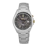 Seiko Men's SKA527 Kinetic Movement Stainless Steel Dark Beige Dial Watch