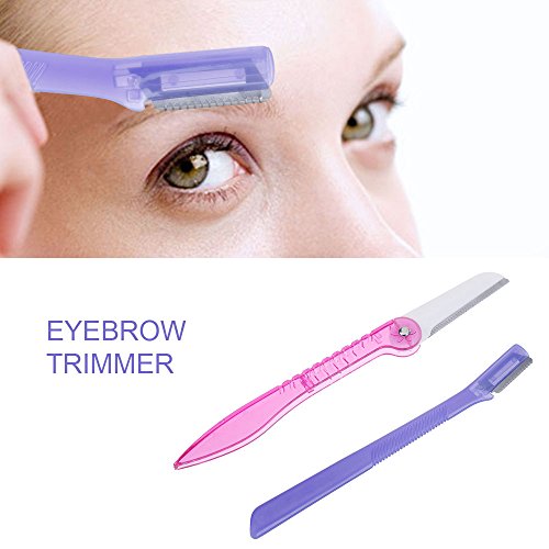 Lictin 4 Pcs Eyebrow Razor Trimmer Shaper Kit, Cheek Facial Hair Remover Women's Trimmer Shaving Grooming Kit with 24 Pcs Eyebrow Stencil Grooming Shaping Templates(pink)