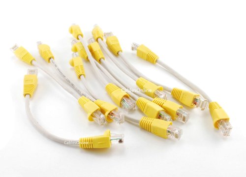 CablesOnline 10-PACK 6 inch CAT5e Crossover Ethernet RJ45 Patch Cable, (UX-000YL)