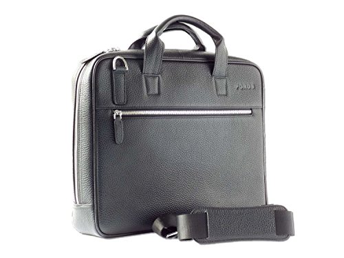 Poros Black Leather Charging Briefcase Micro USB Cedar