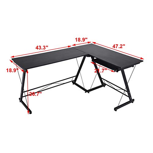 Office Computer Corner Desk,Eoeth Home Desktop Computer Desk Steel Wood Office Desk with Keyboard Tray,Desk,Coffee Tables,End Tables,Dining Table,Side Table(Shipped by US) Free Post - Thumbnail 7