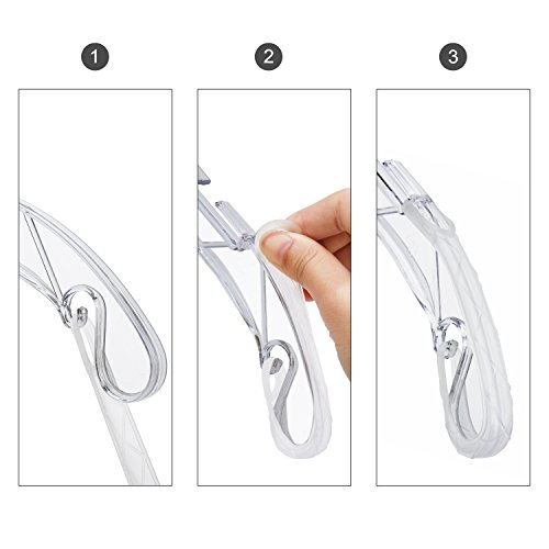 image for HOUSE DAY 100pcs 17 inch Plastic Clear Unbreakable Top Hanger with 200